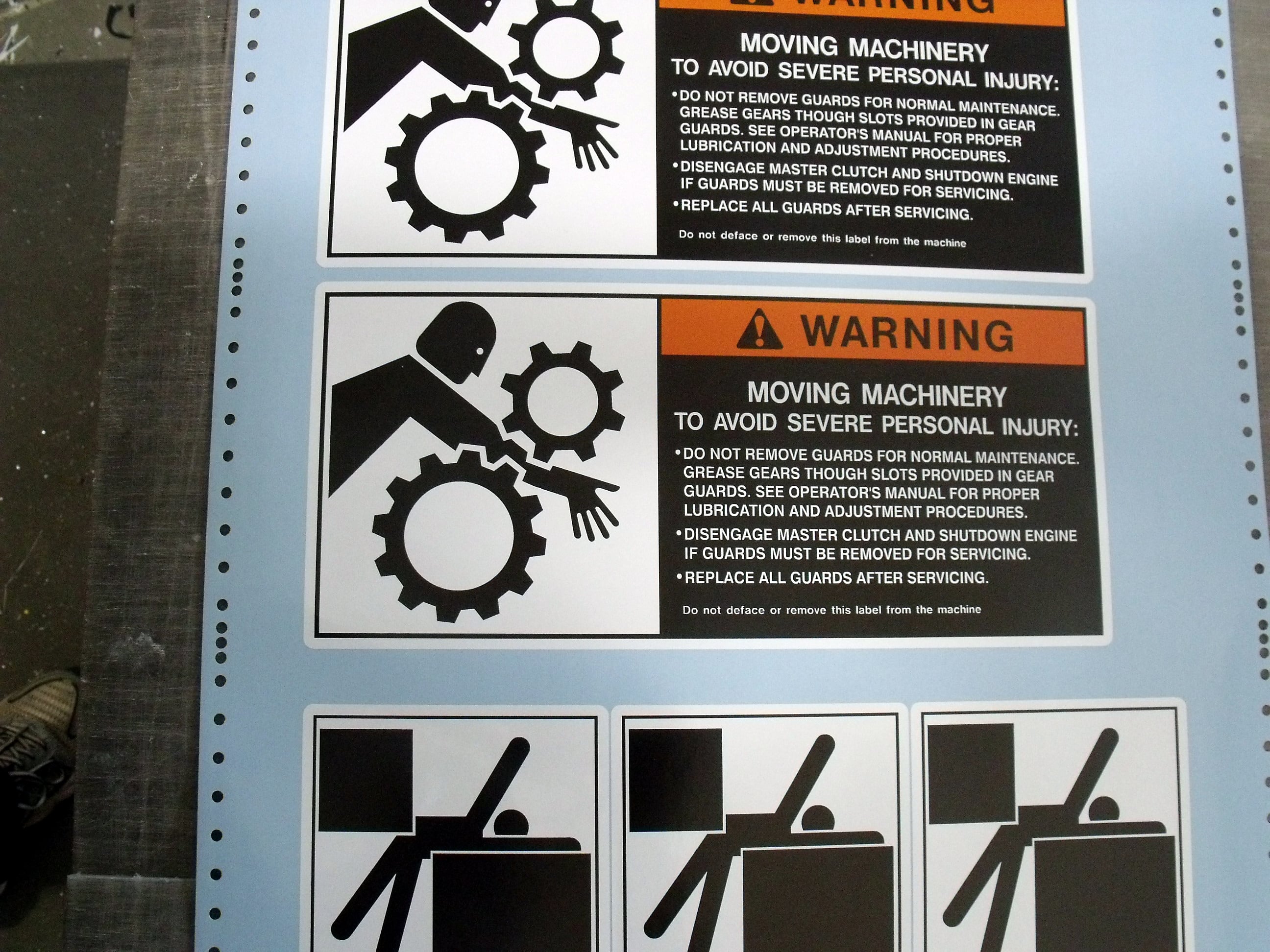 Safety decals of all kinds